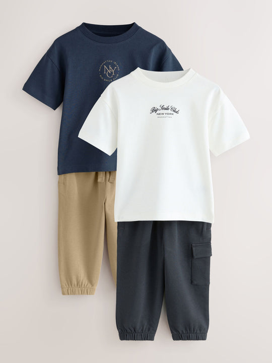Navy/White Short Sleeve T-Shirt and Utility Joggers Set 2 Pack (3mths-7yrs)