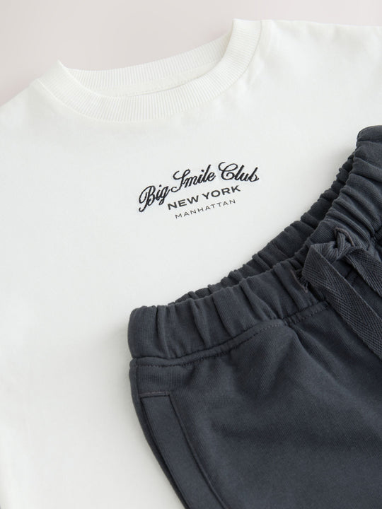 Navy/White Short Sleeve T-Shirt and Utility Joggers Set 2 Pack (3mths-7yrs)