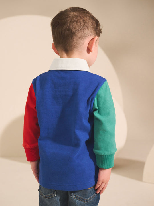 Multi Hotchpotch Long Sleeve Rugby Polo Shirt (3mths-7yrs)