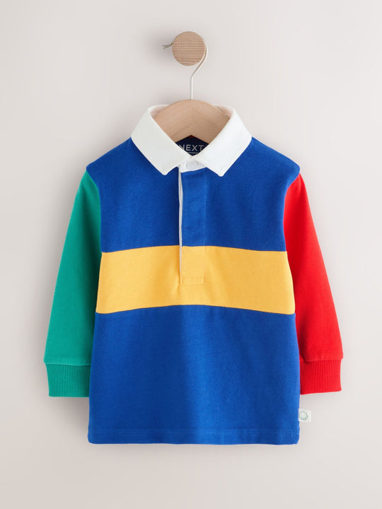 Multi Hotchpotch Long Sleeve Rugby Polo Shirt (3mths-7yrs)