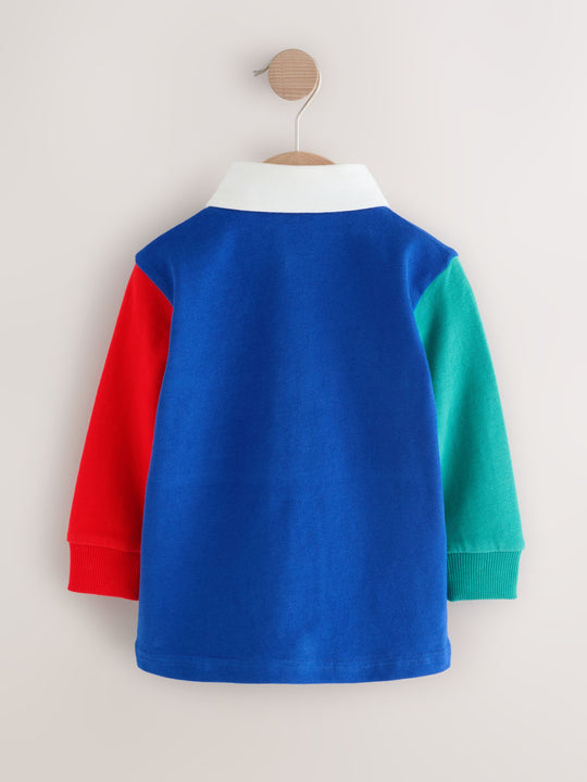Multi Hotchpotch Long Sleeve Rugby Polo Shirt (3mths-7yrs)