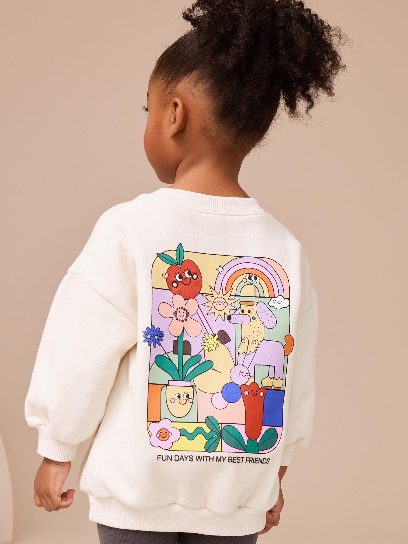 Cream Rainbow Graphic Print Sweatshirt & Leggings Set (3mths-7yrs)