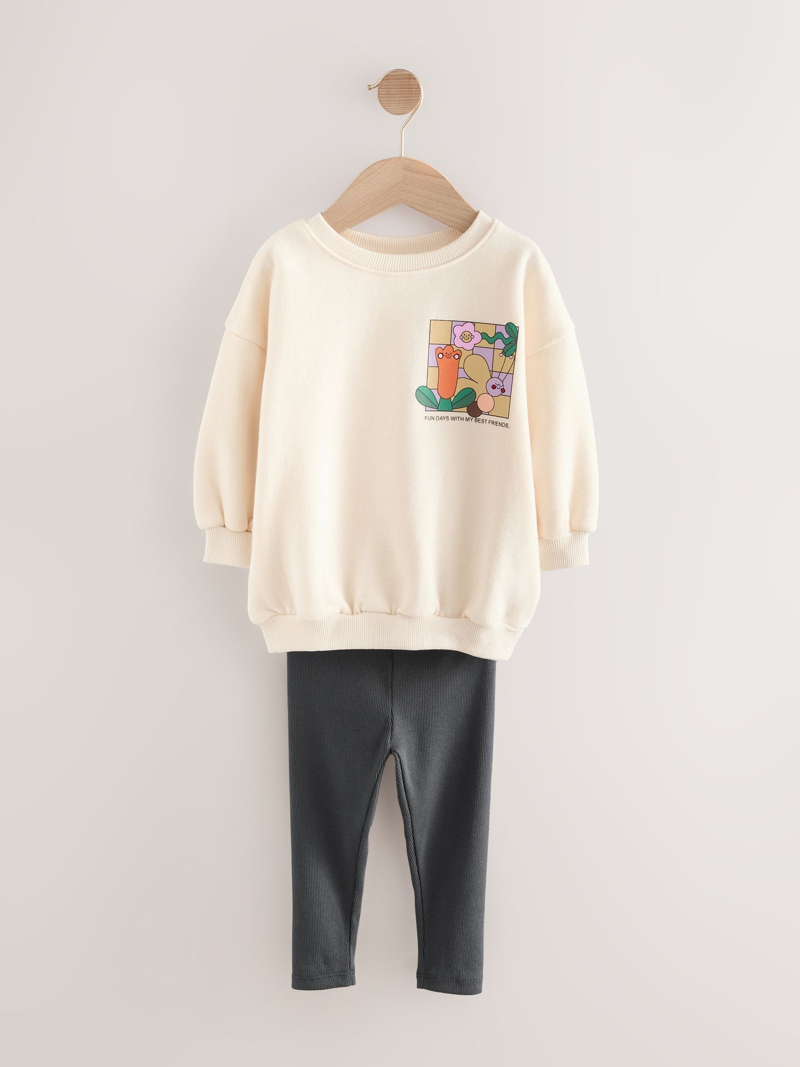 Cream Rainbow Graphic Print Sweatshirt & Leggings Set (3mths-7yrs)