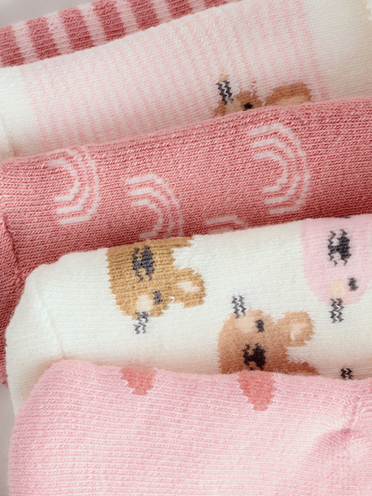 Pink Baby Roll Top Towelling Socks 5 Pack