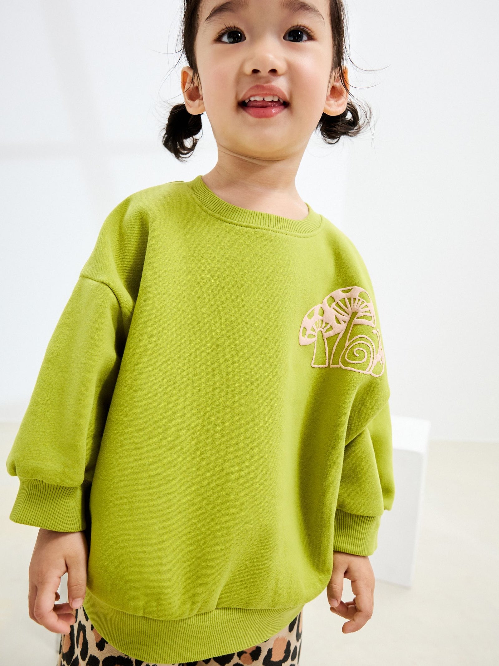 Green Leopard Print Sweatshirt & Wide Leg Trousers Set (3mths-7yrs)