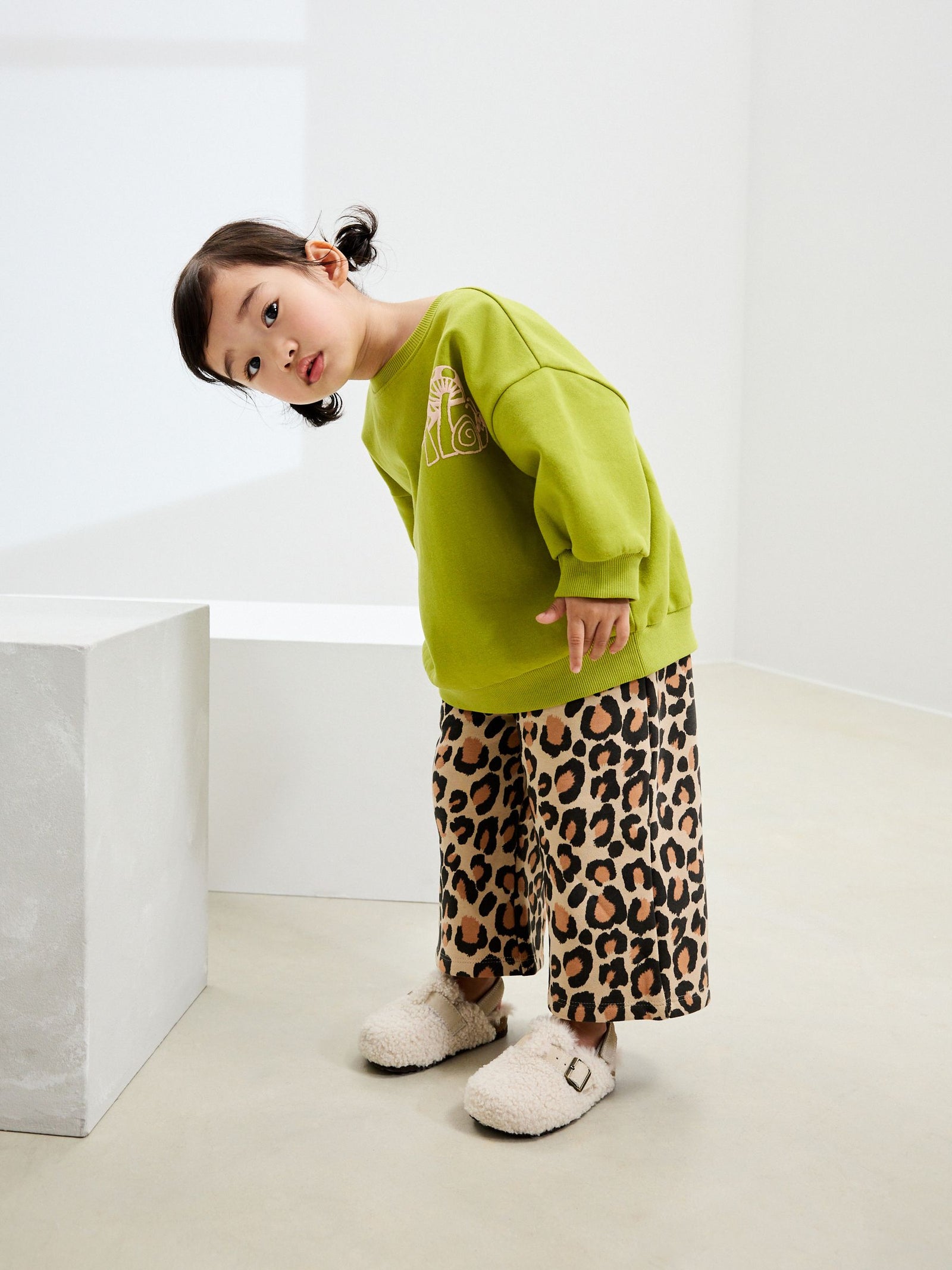 Green Leopard Print Sweatshirt & Wide Leg Trousers Set (3mths-7yrs)