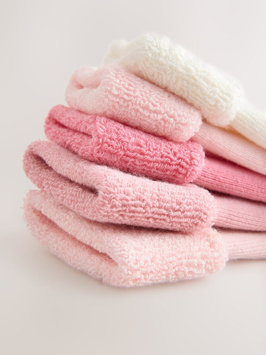 Pink Baby Towel Socks 5 Pack