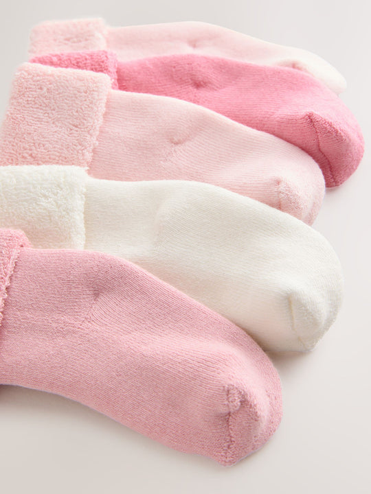 Pink Baby Towel Socks 5 Pack