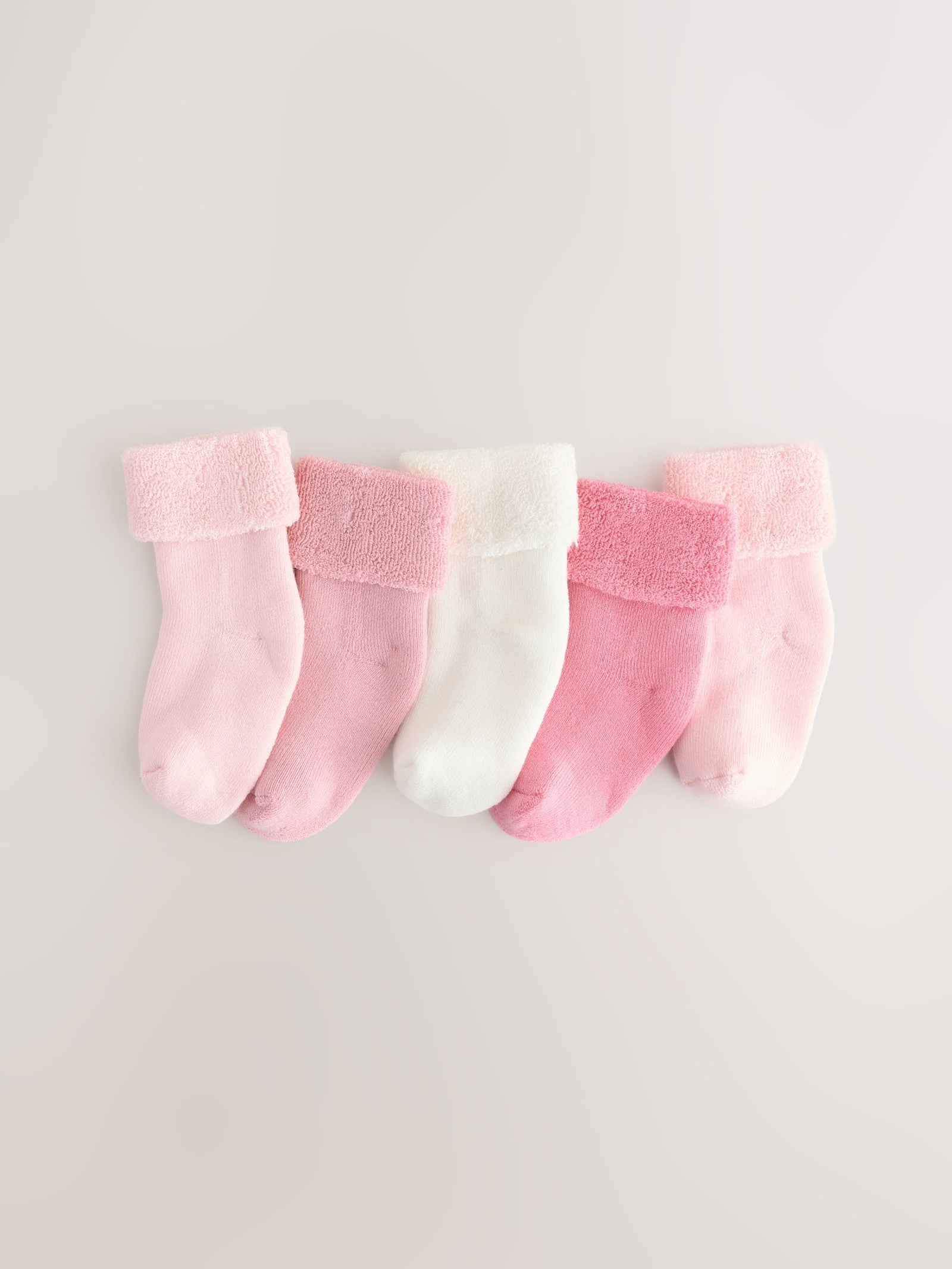 Pink Baby Towel Socks 5 Pack