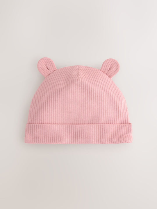 Pink 3 Pack Baby Beanies (0-18mths)