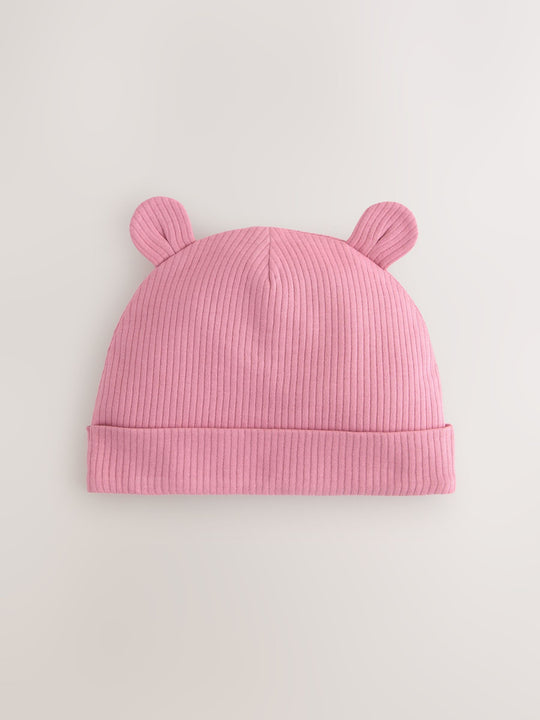 Pink 3 Pack Baby Beanies (0-18mths)