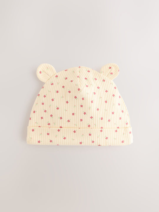 Pink 4 Piece Baby Beanies And Dibble Bibs Set (0-18mths)