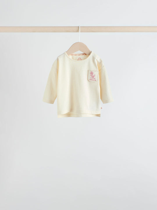 Pink Stripe/Slogan Long Sleeve Baby Tops 4 Pack (0mths-2yrs)