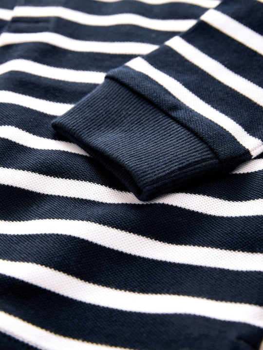 Navy/White Striped Long Sleeve Polo Shirt (3mths-7yrs)