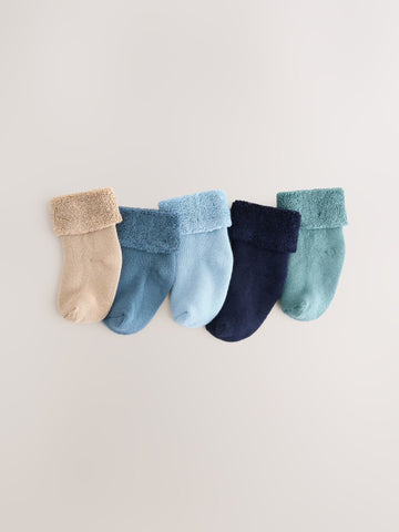 Blue Baby Towel Socks 5 Pack