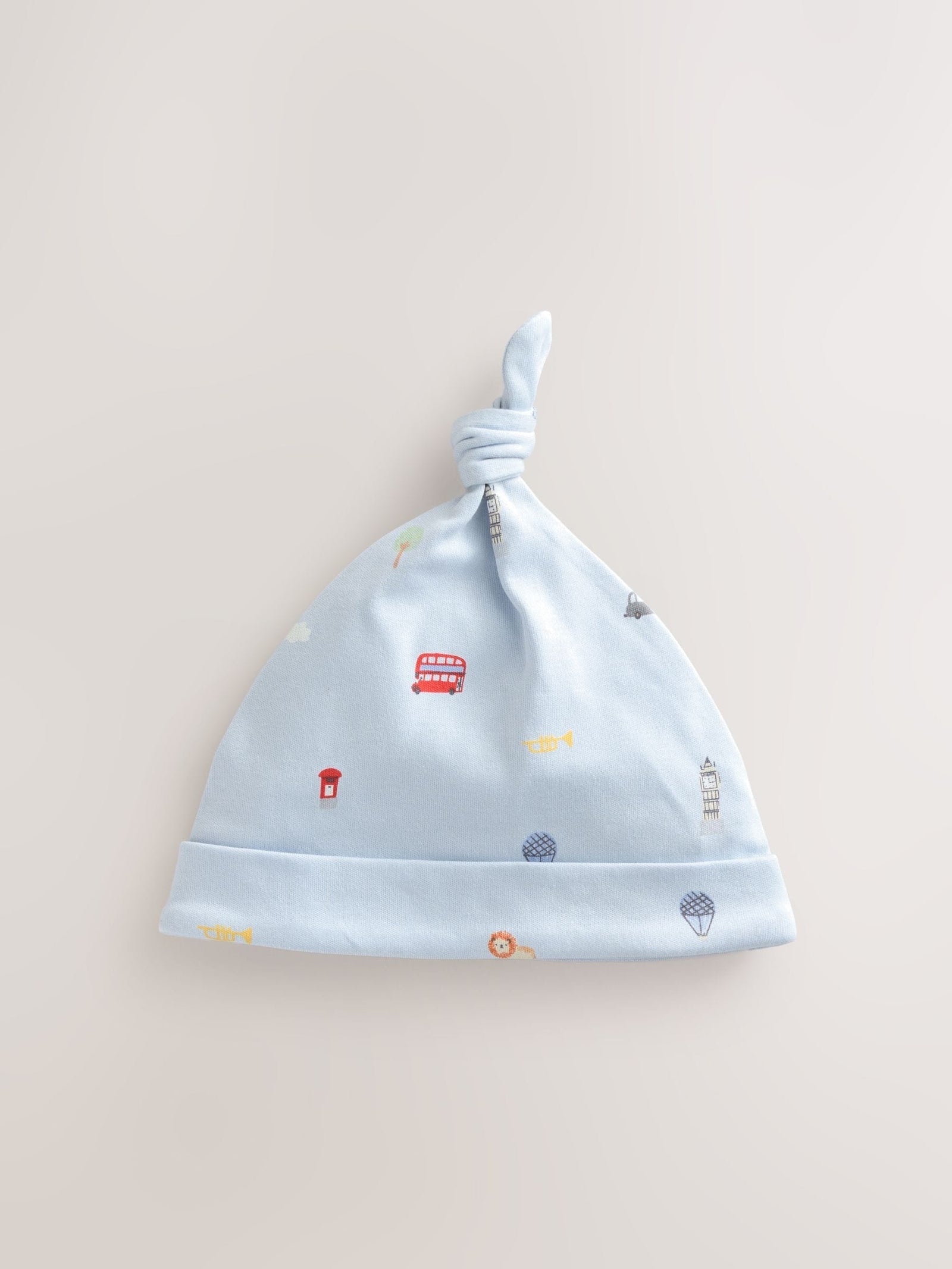 Blue London Tie Top Baby Hats 3 Pack (0-18mths)