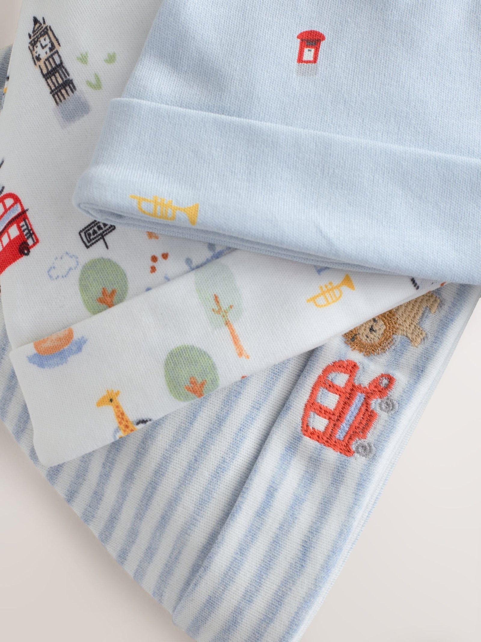 Blue London Tie Top Baby Hats 3 Pack (0-18mths)