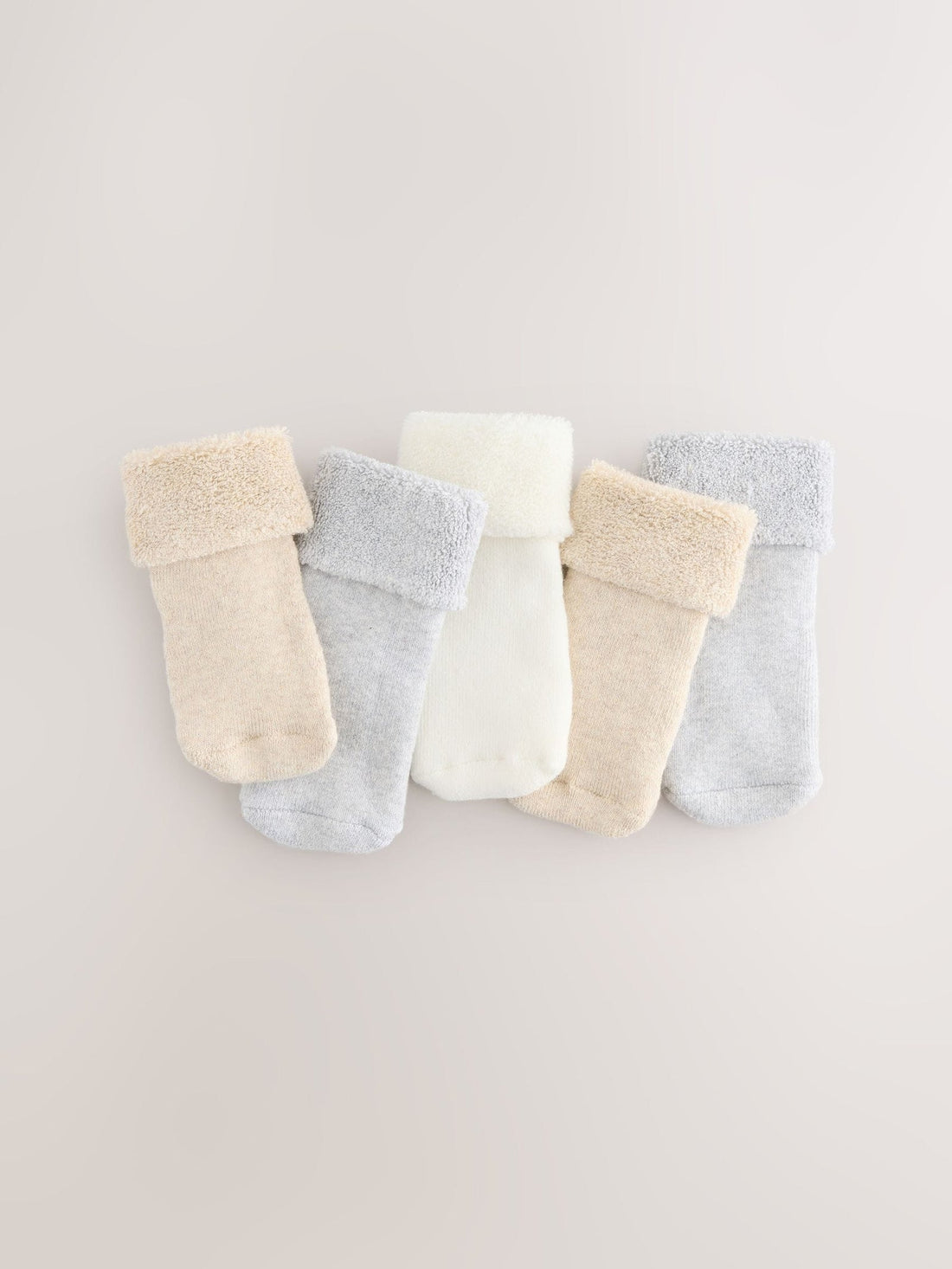 Neutral Baby Roll Top Towelling Socks 5 Pack (0mths-2yrs)