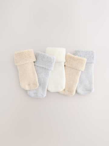 Neutral Baby Roll Top Towelling Socks 5 Pack (0mths-2yrs)