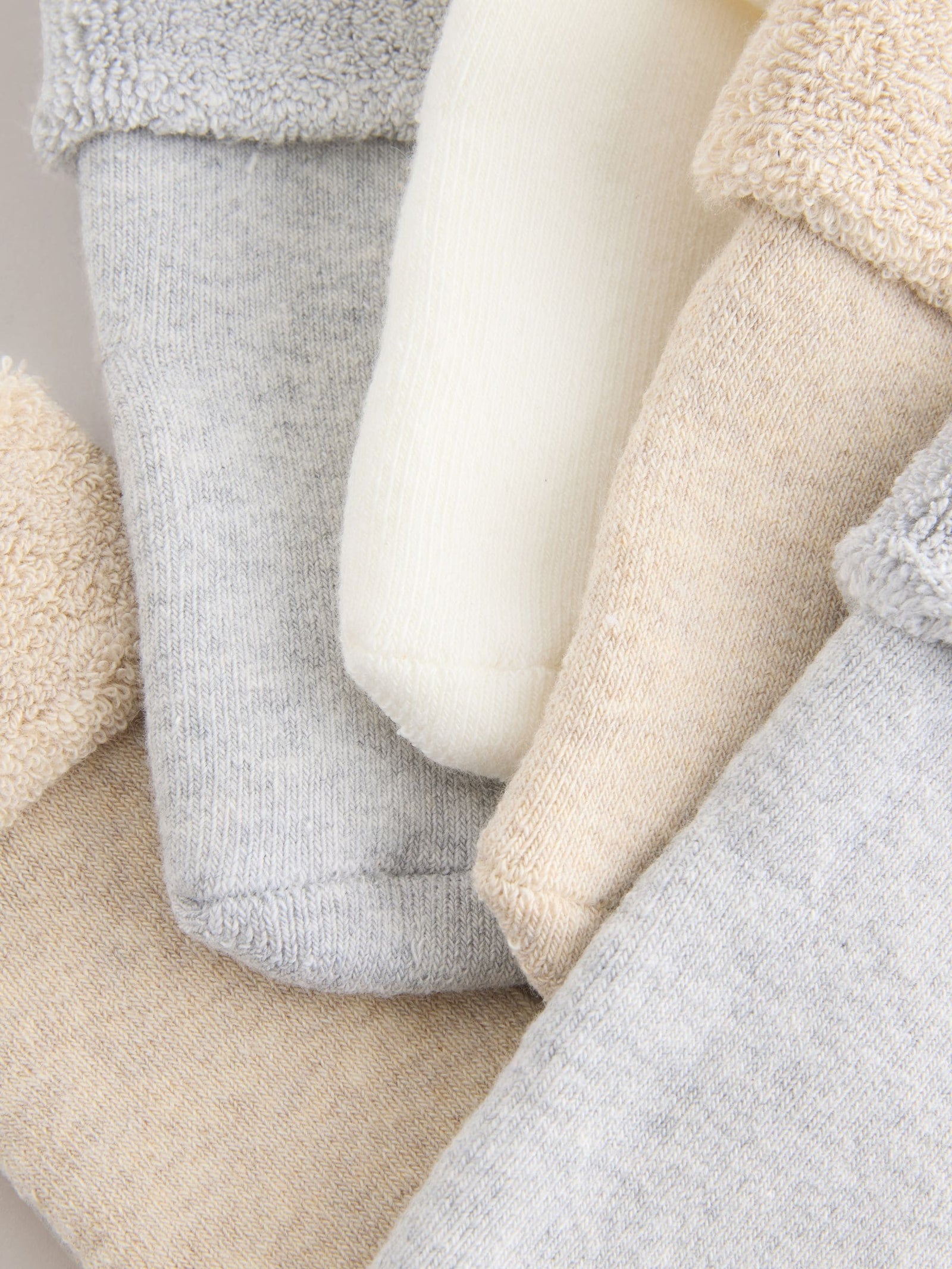 Neutral Baby Roll Top Towelling Socks 5 Pack