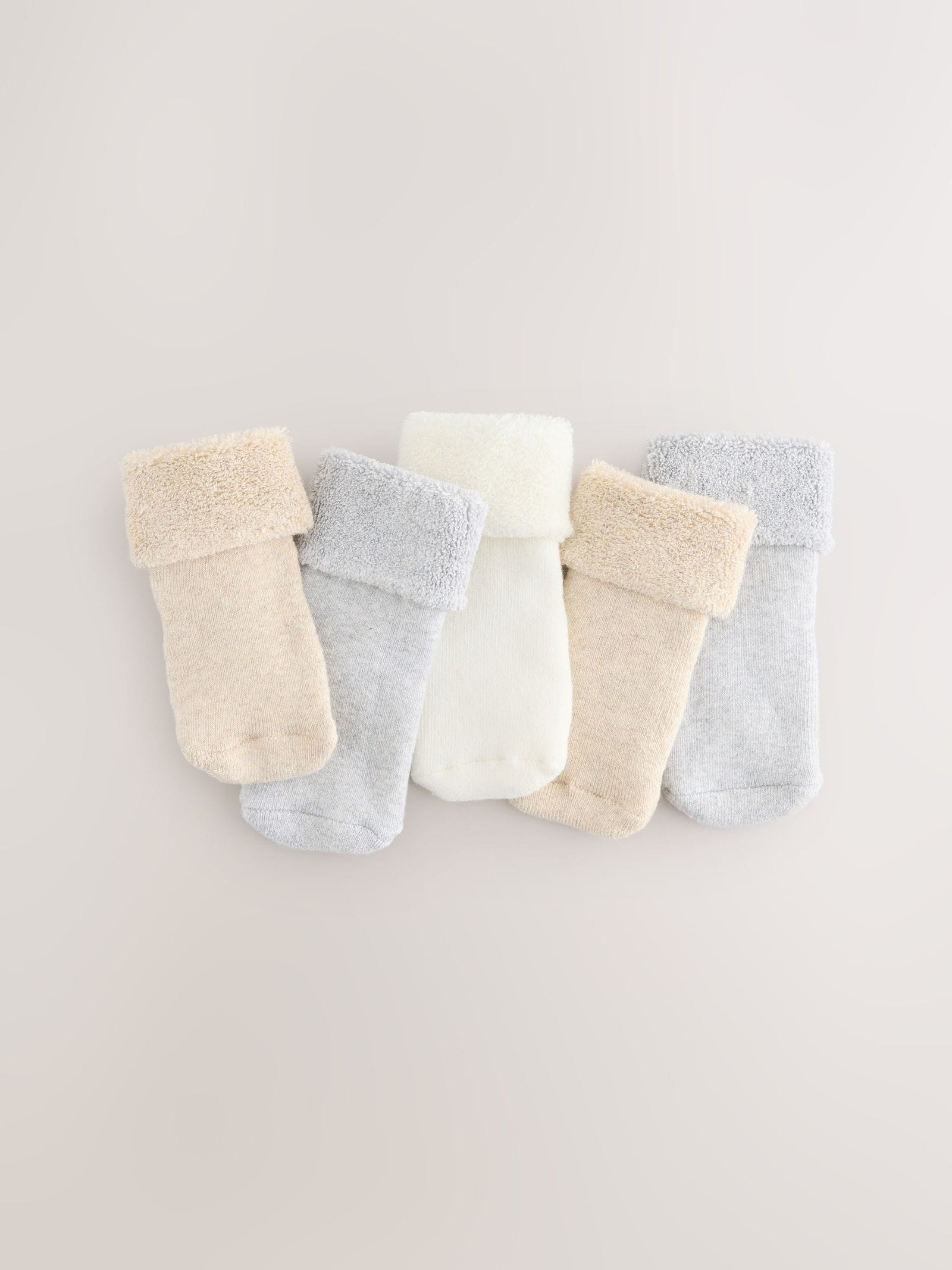 Neutral Baby Roll Top Towelling Socks 5 Pack