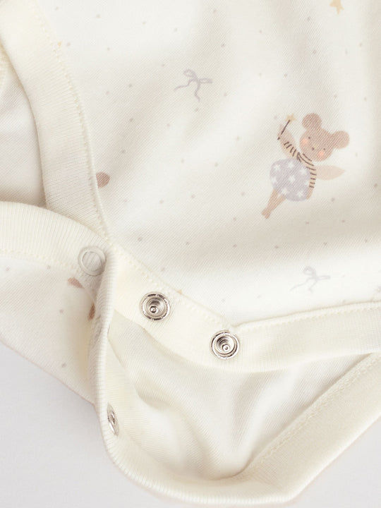 Ecru Fairy Mouse 5 Pack Long Sleeve Baby Bodysuits