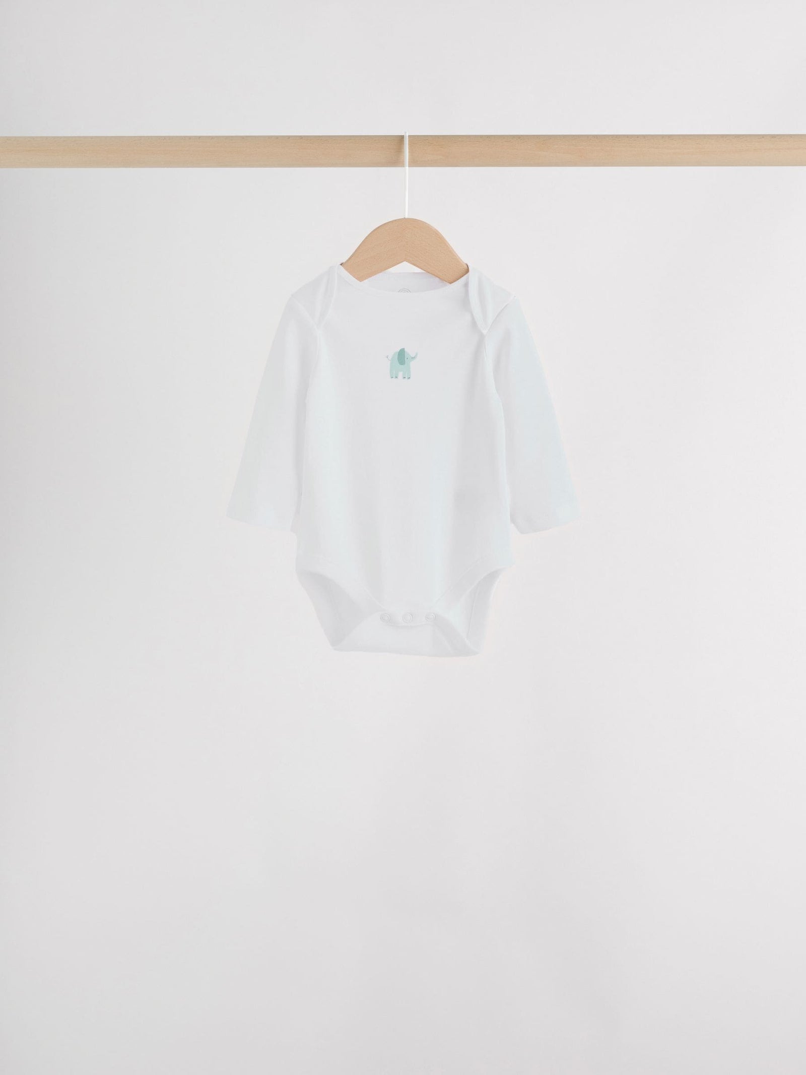 Blue Baby Elephant Long Sleeved Bodysuits 5 Pack