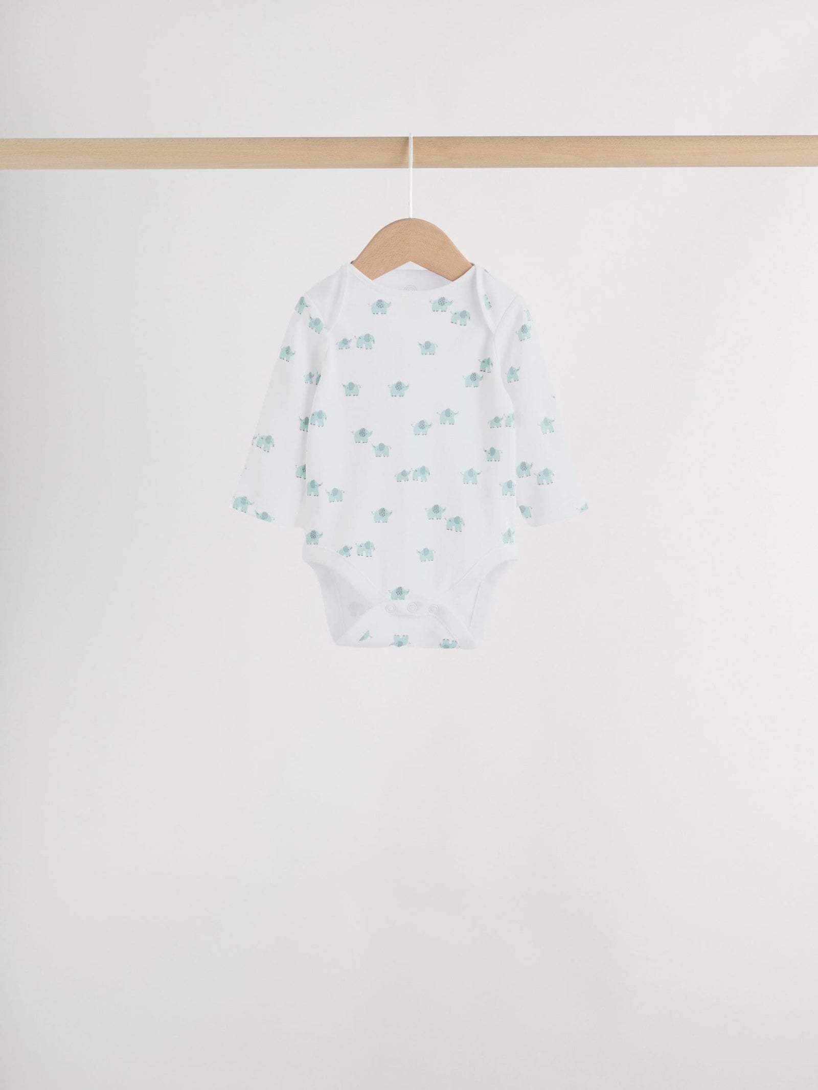 Blue Baby Elephant Long Sleeved Bodysuits 5 Pack