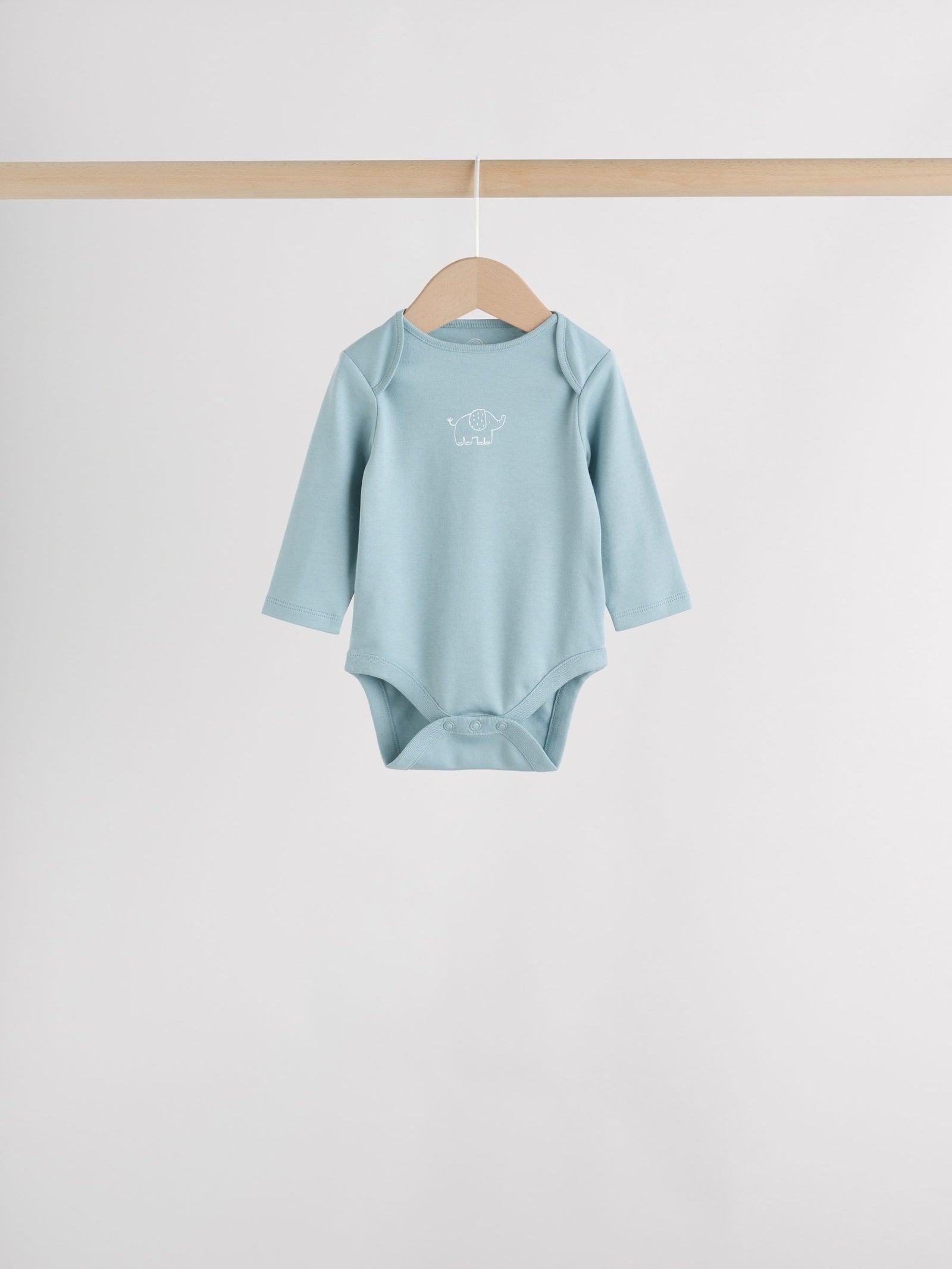 Blue Baby Elephant Long Sleeved Bodysuits 5 Pack