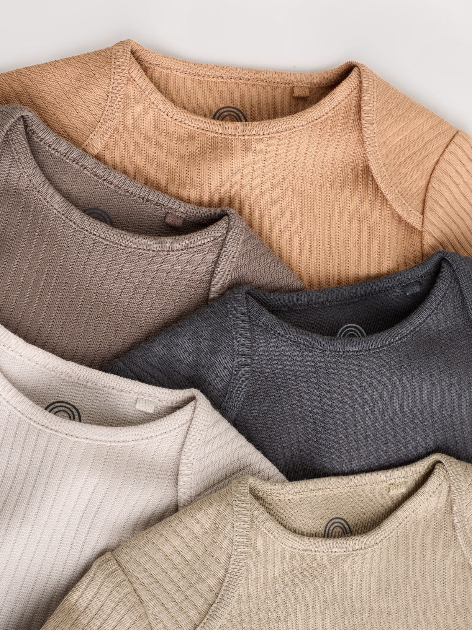 Brown Long Sleeve Baby Bodysuits 5 Pack