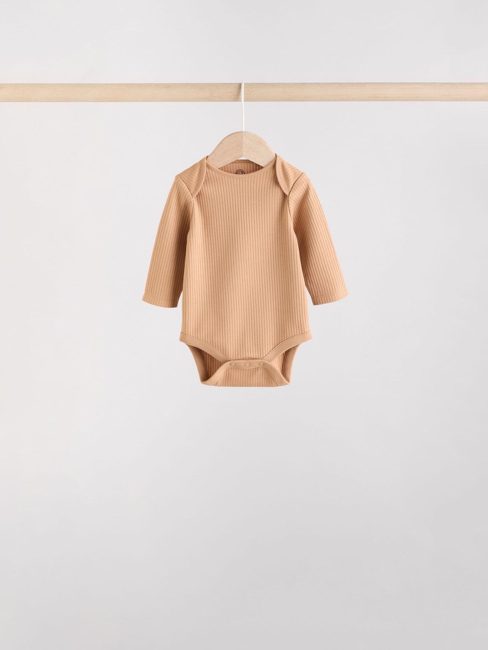 Brown Long Sleeve Baby Bodysuits 5 Pack