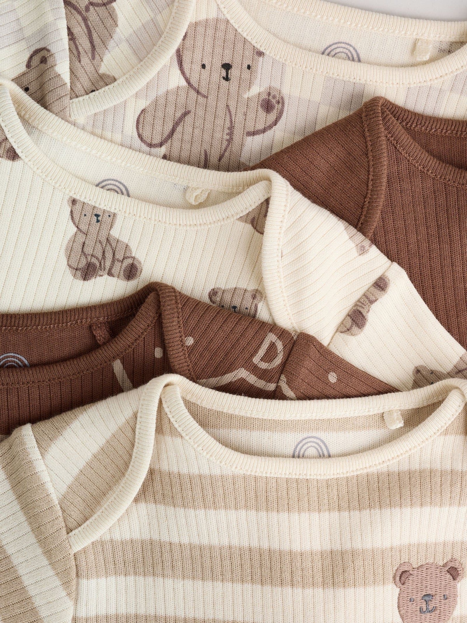 Chocolate Brown Baby Short Sleeve Bodysuits 5 Pack