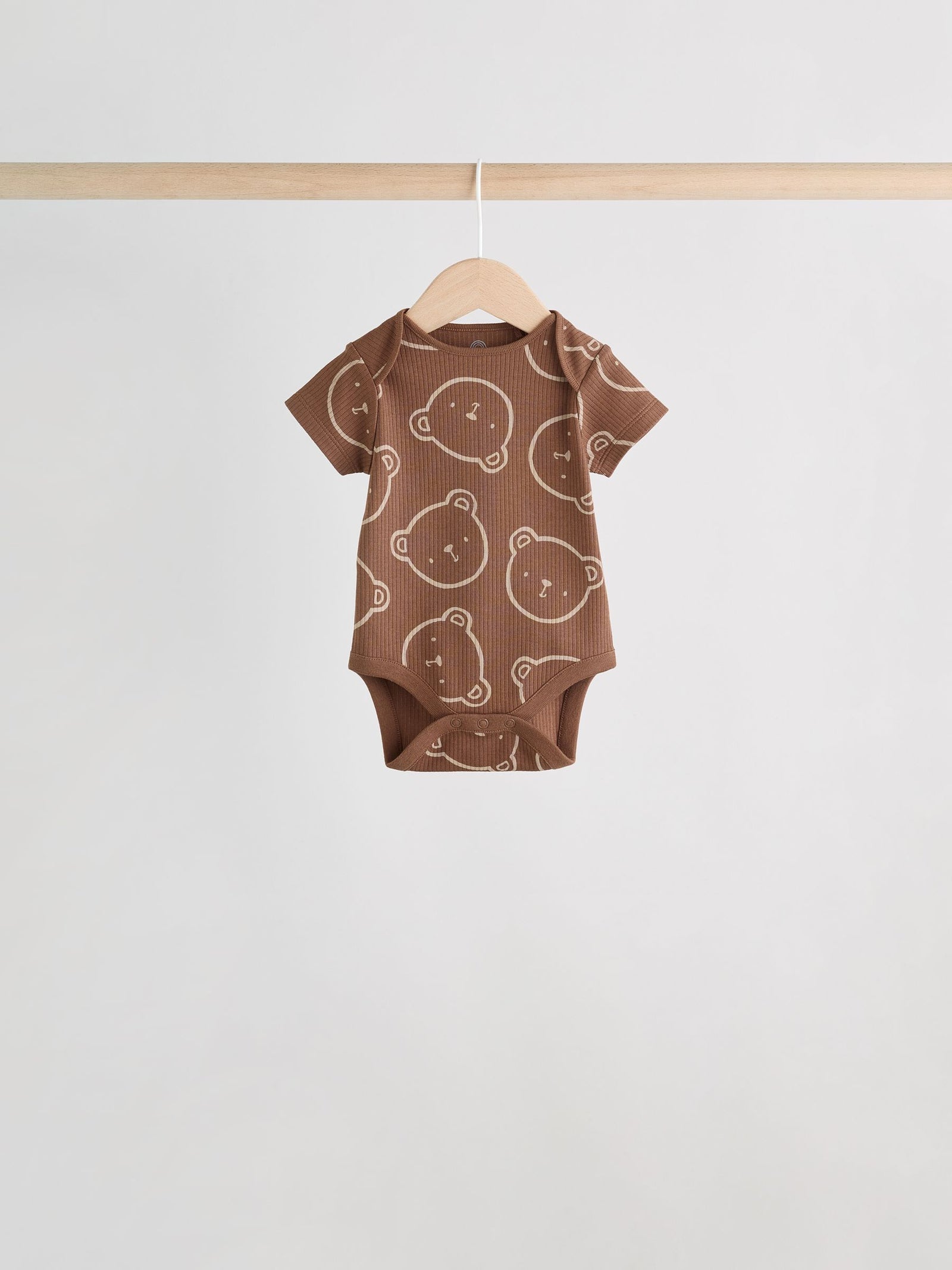 Chocolate Brown Baby Short Sleeve Bodysuits 5 Pack