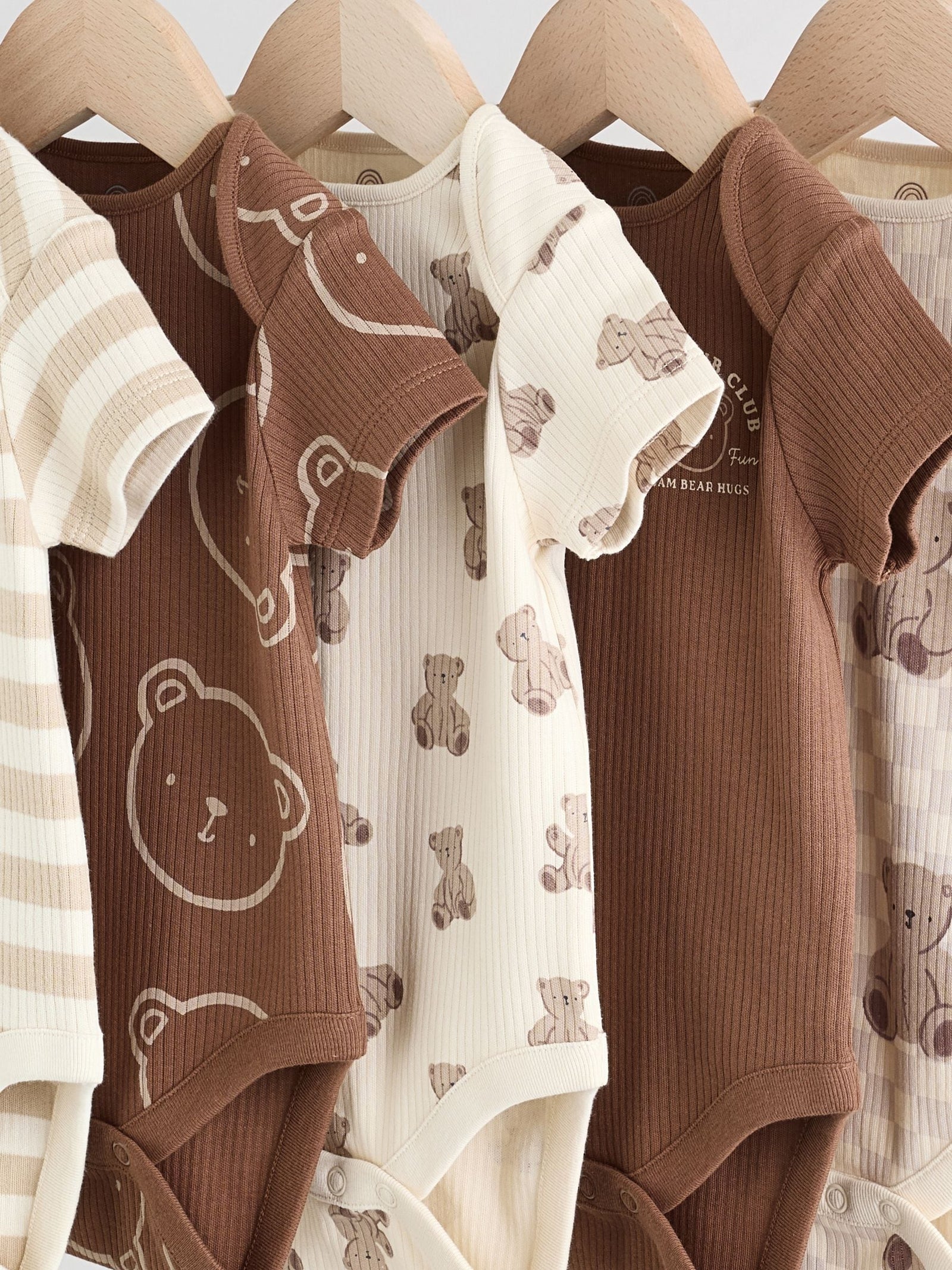 Chocolate Brown Baby Short Sleeve Bodysuits 5 Pack