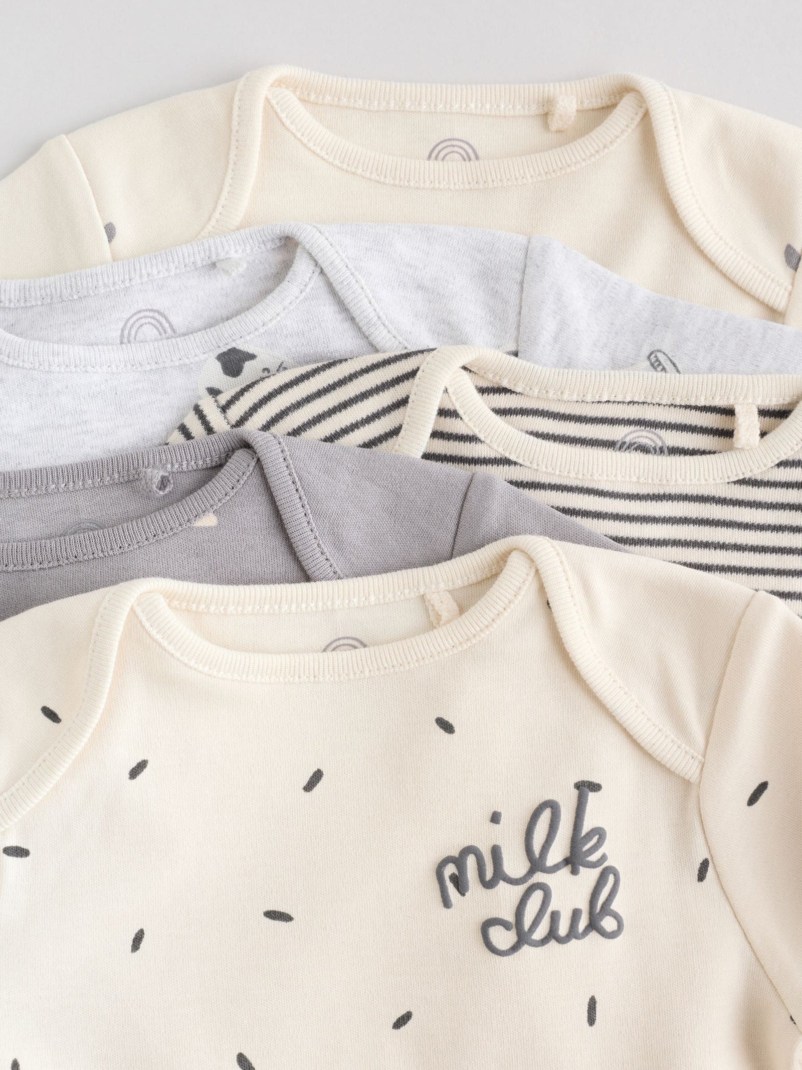 Monochrome Baby Long Sleeve Bodysuits 5 Pack