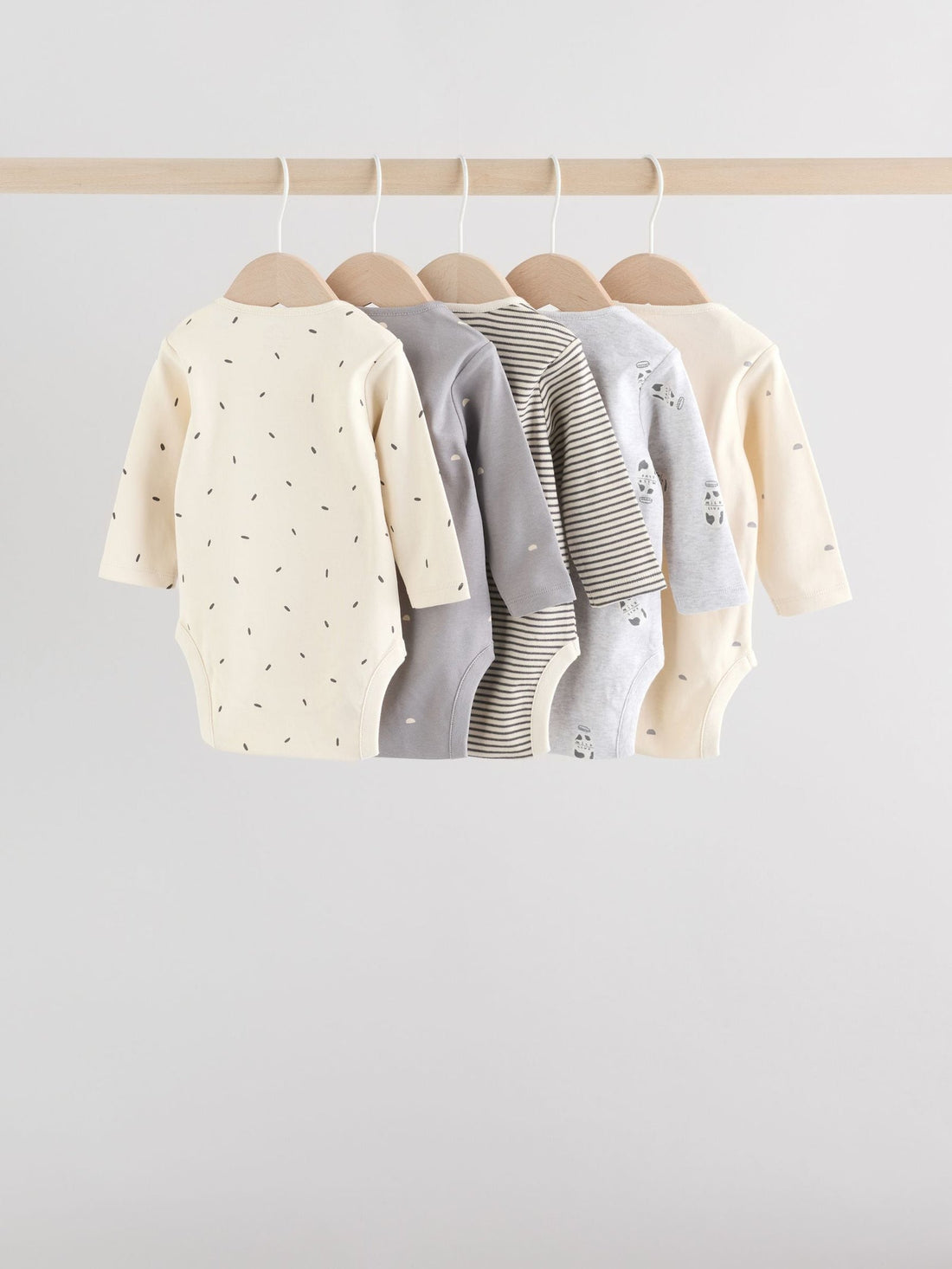 Monochrome Baby Long Sleeve Bodysuits 5 Pack