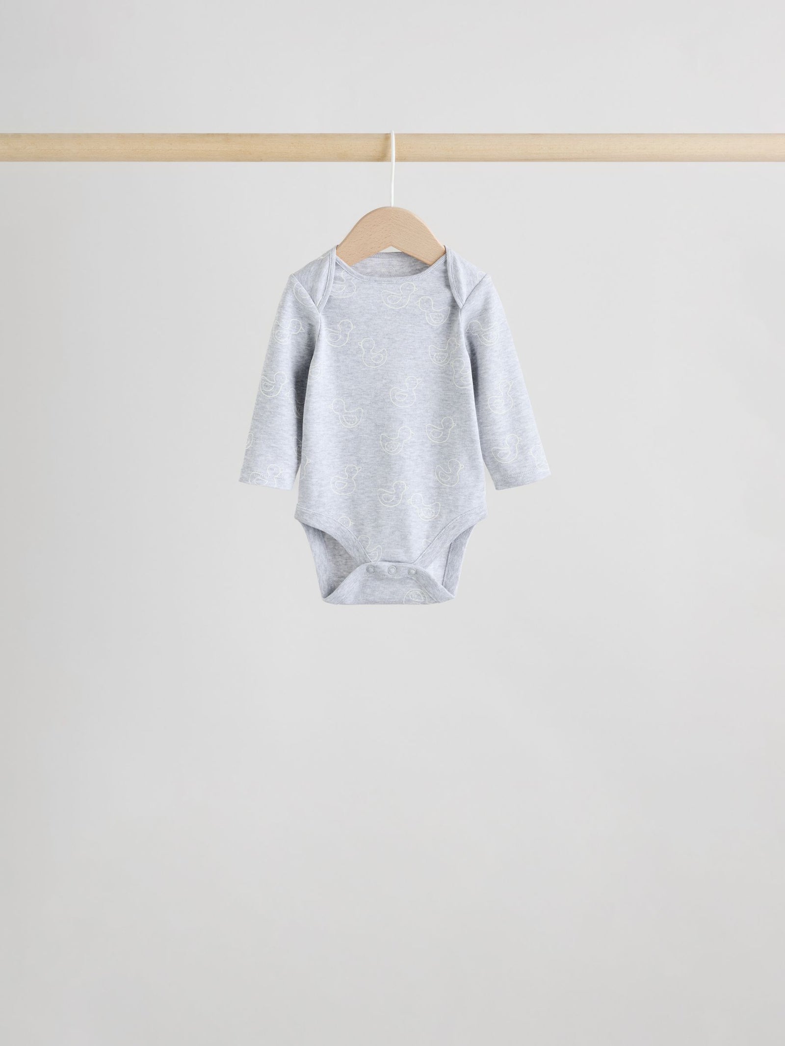 Grey Long Sleeved Baby Bodysuits 5 Pack