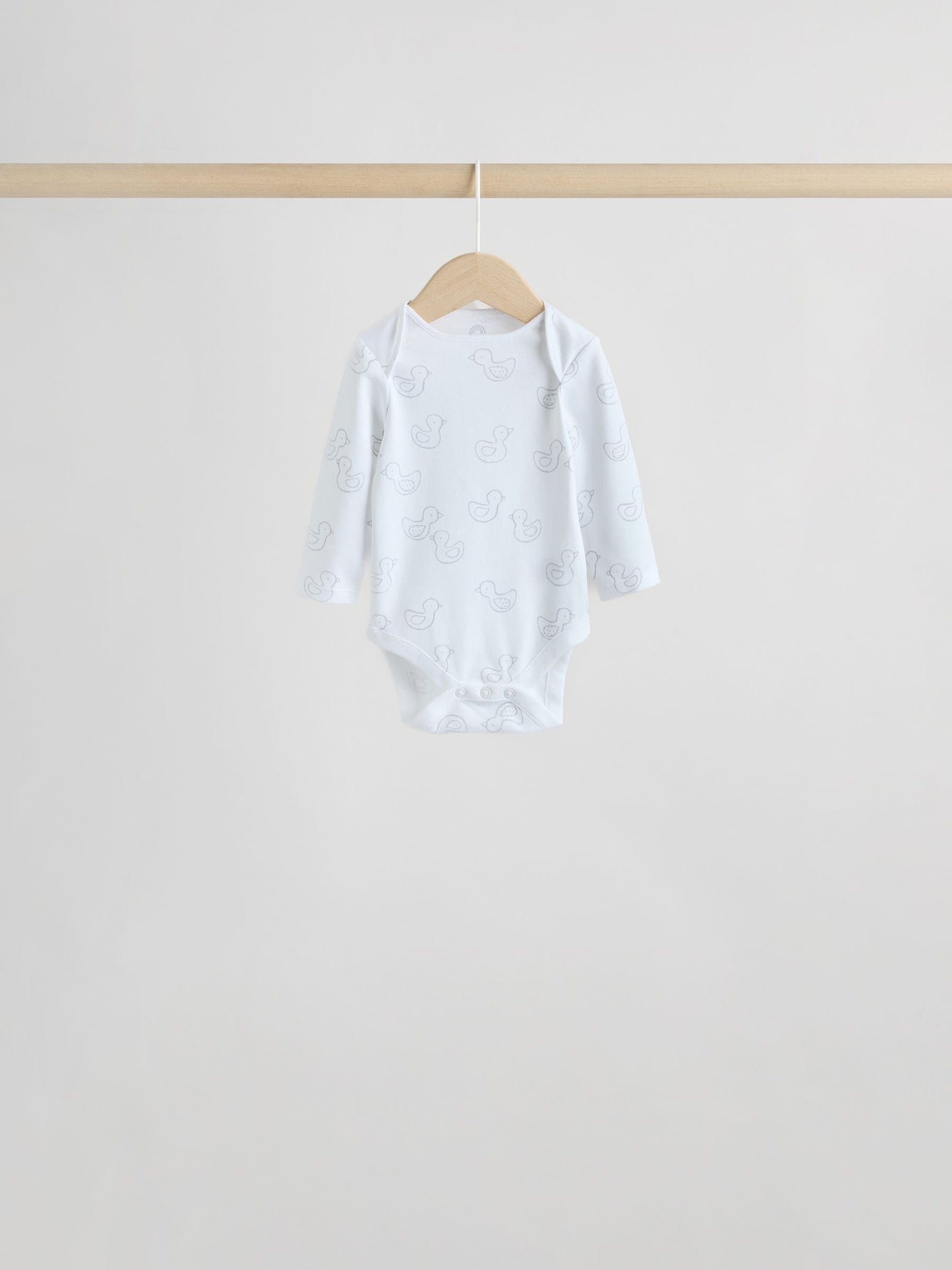 Grey Long Sleeved Baby Bodysuits 5 Pack