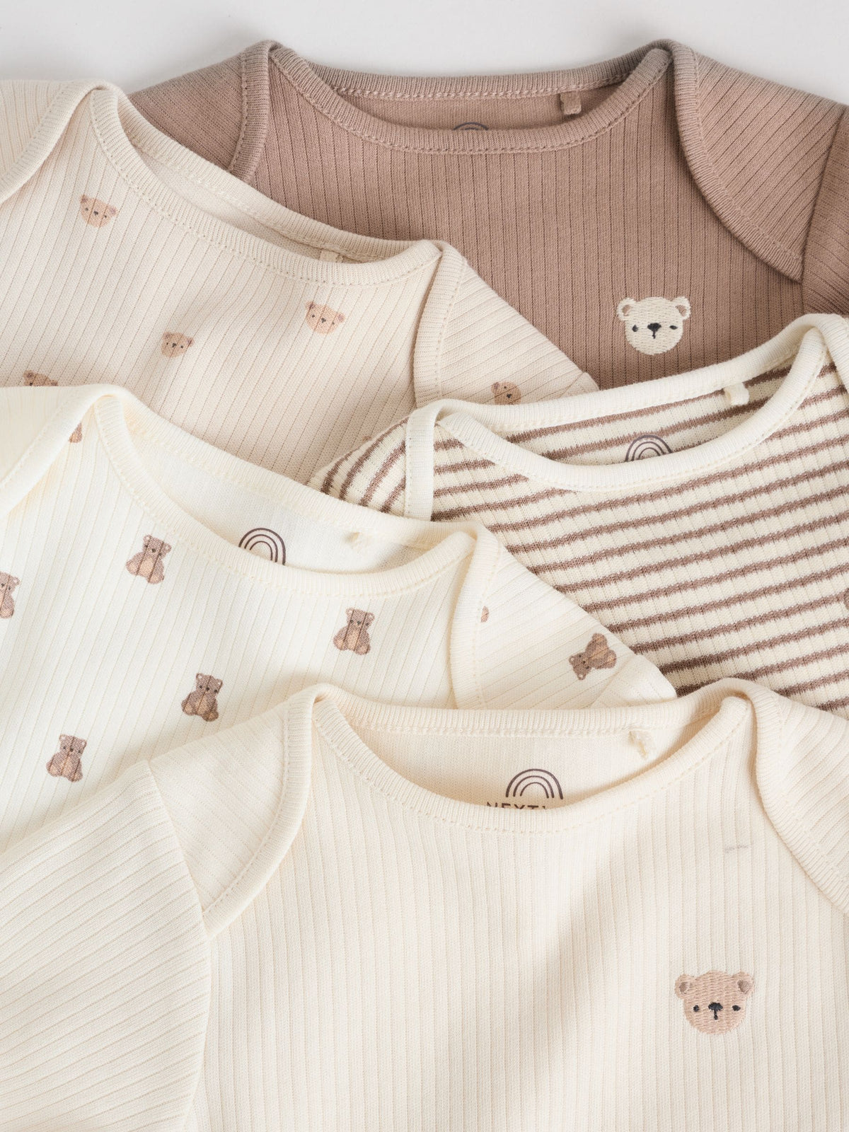 Neutral Bear Baby Long Sleeve Bodysuits 5 Pack
