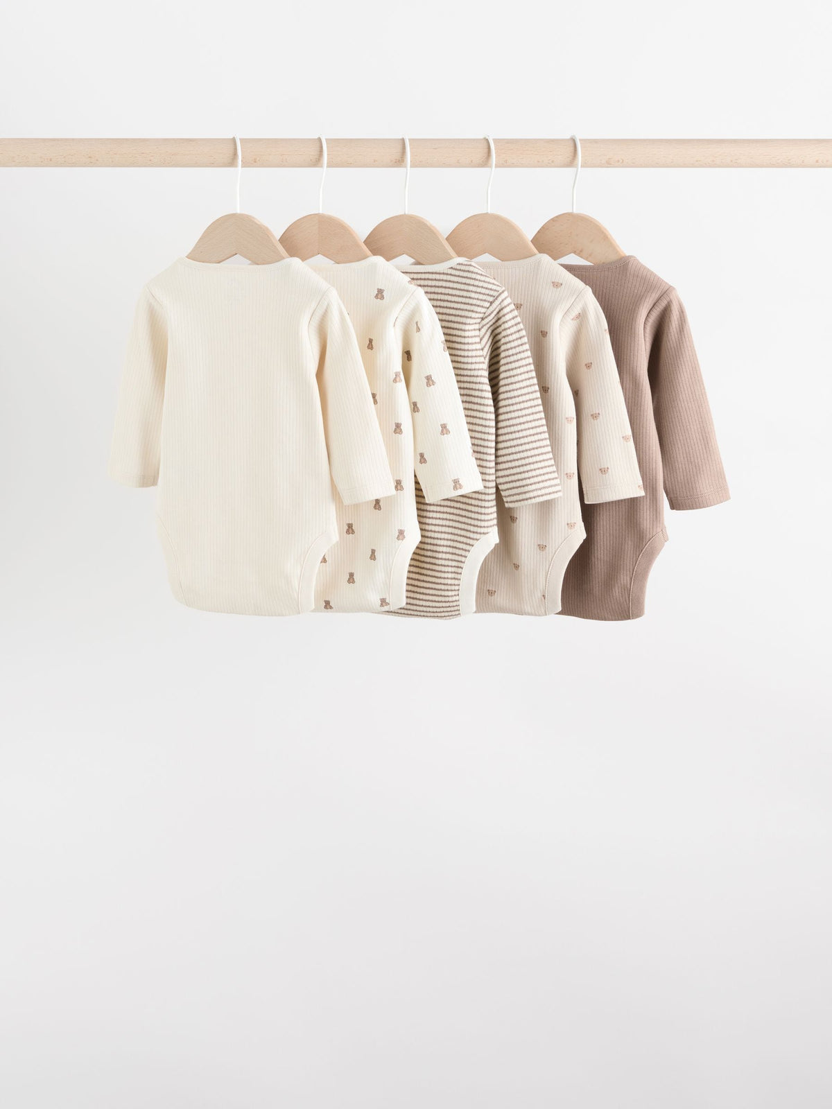 Neutral Bear Baby Long Sleeve Bodysuits 5 Pack