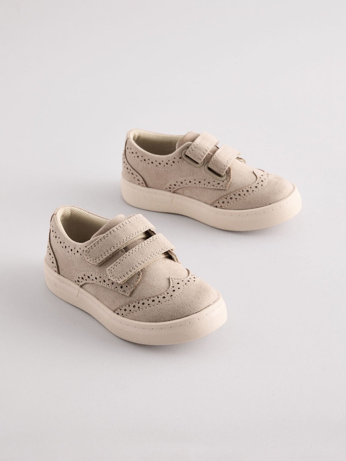 Neutral Wide Fit (G) Touch Fastening Brogue Shoes