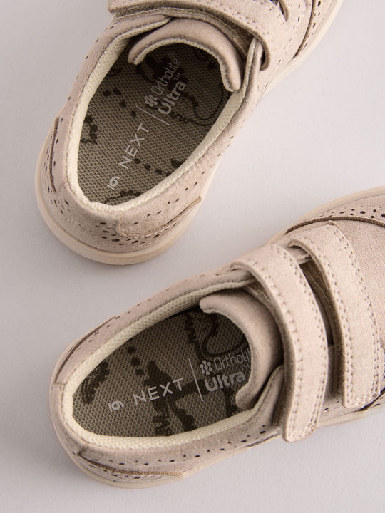 Neutral Wide Fit (G) Touch Fastening Brogue Shoes