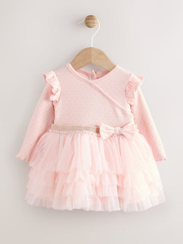 Pink Baby Long Sleeve Tutu Dress immediate
