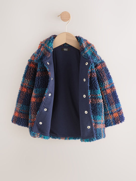 Navy Check Borg Fleece Shacket (3mths-7yrs)