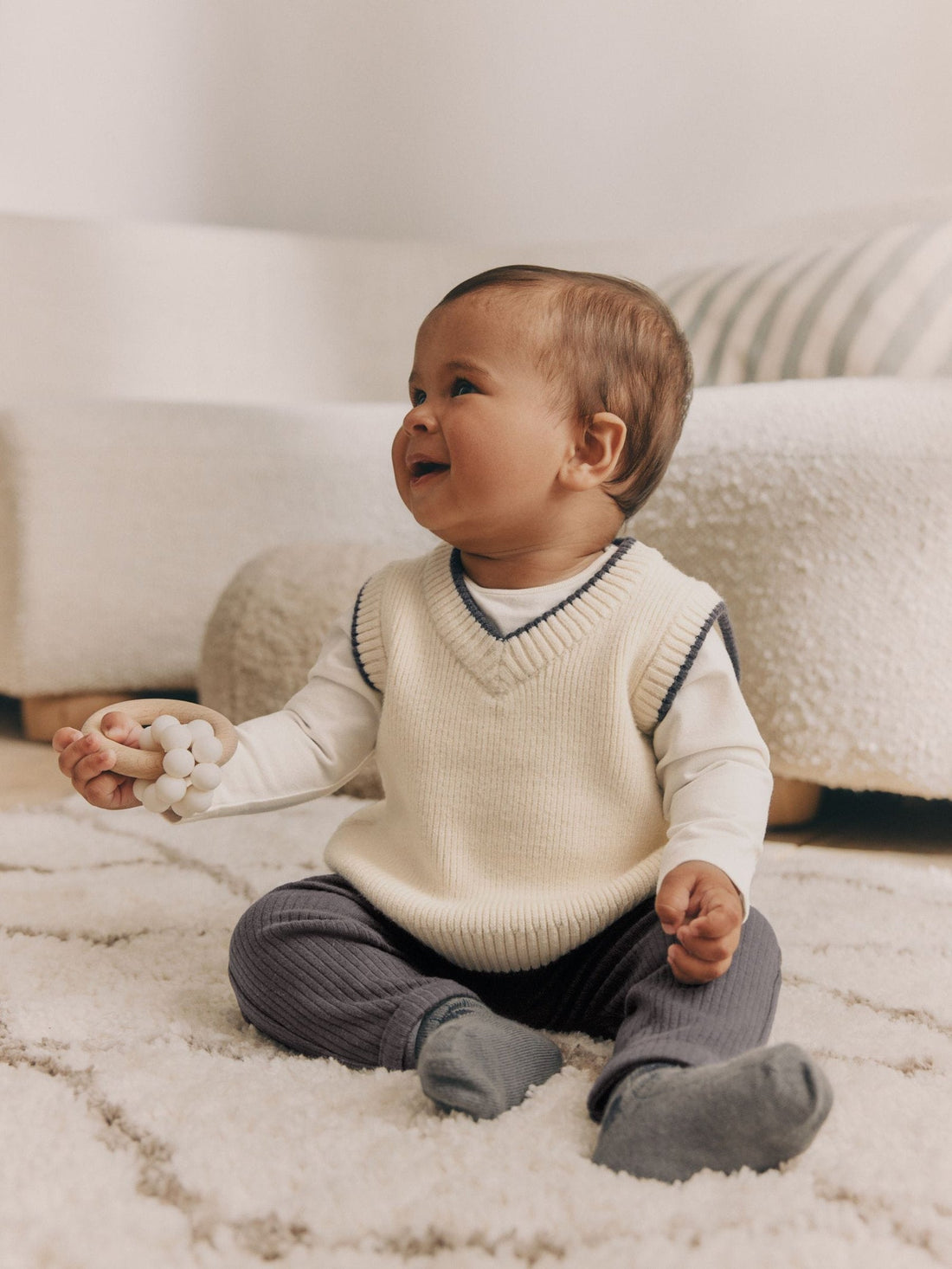 Black/White Baby Knitted Vest, Top and Leggings Set (0mths-2yrs)