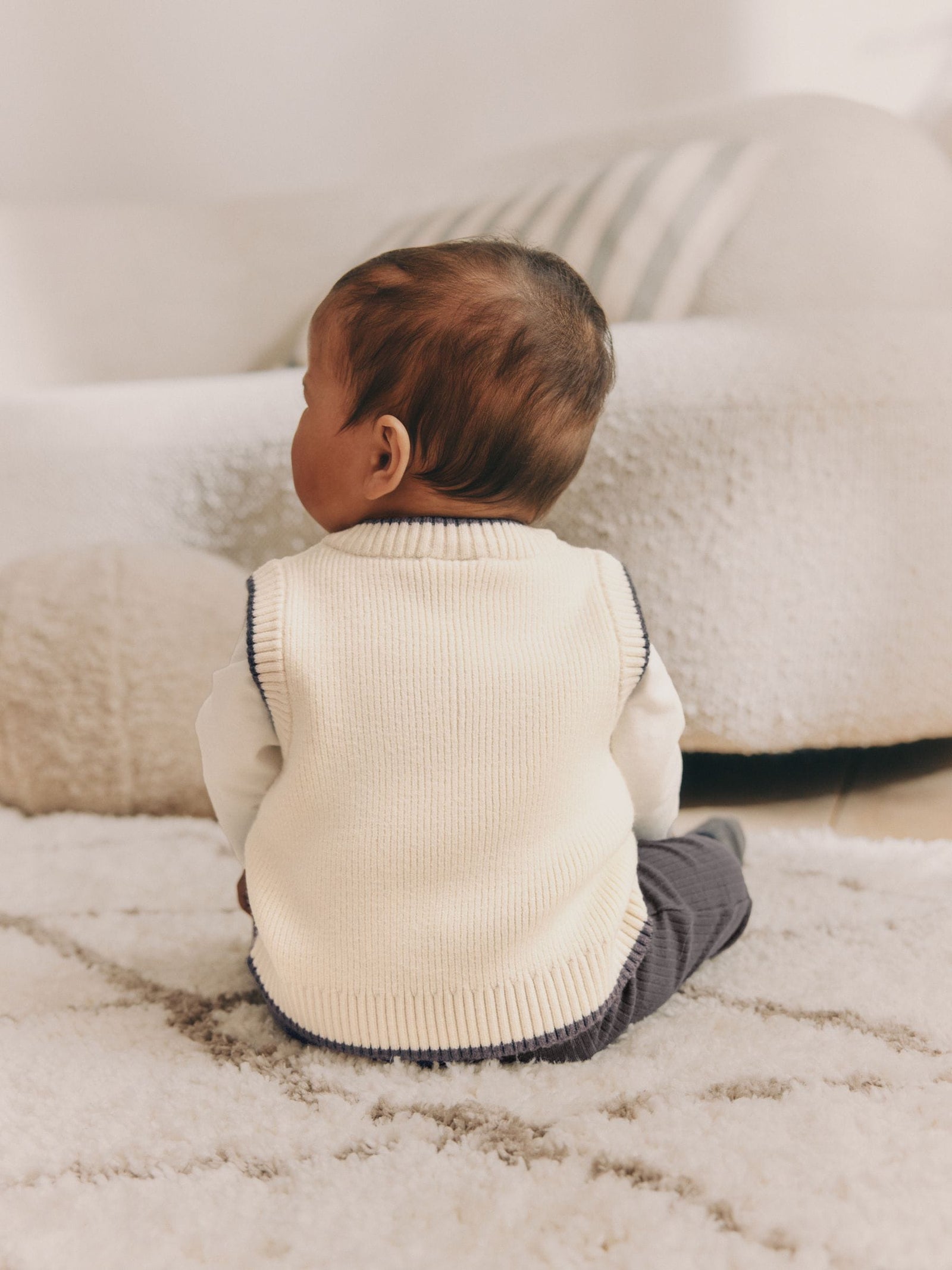 Black/White Baby Knitted Vest, Top and Leggings Set (0mths-2yrs)