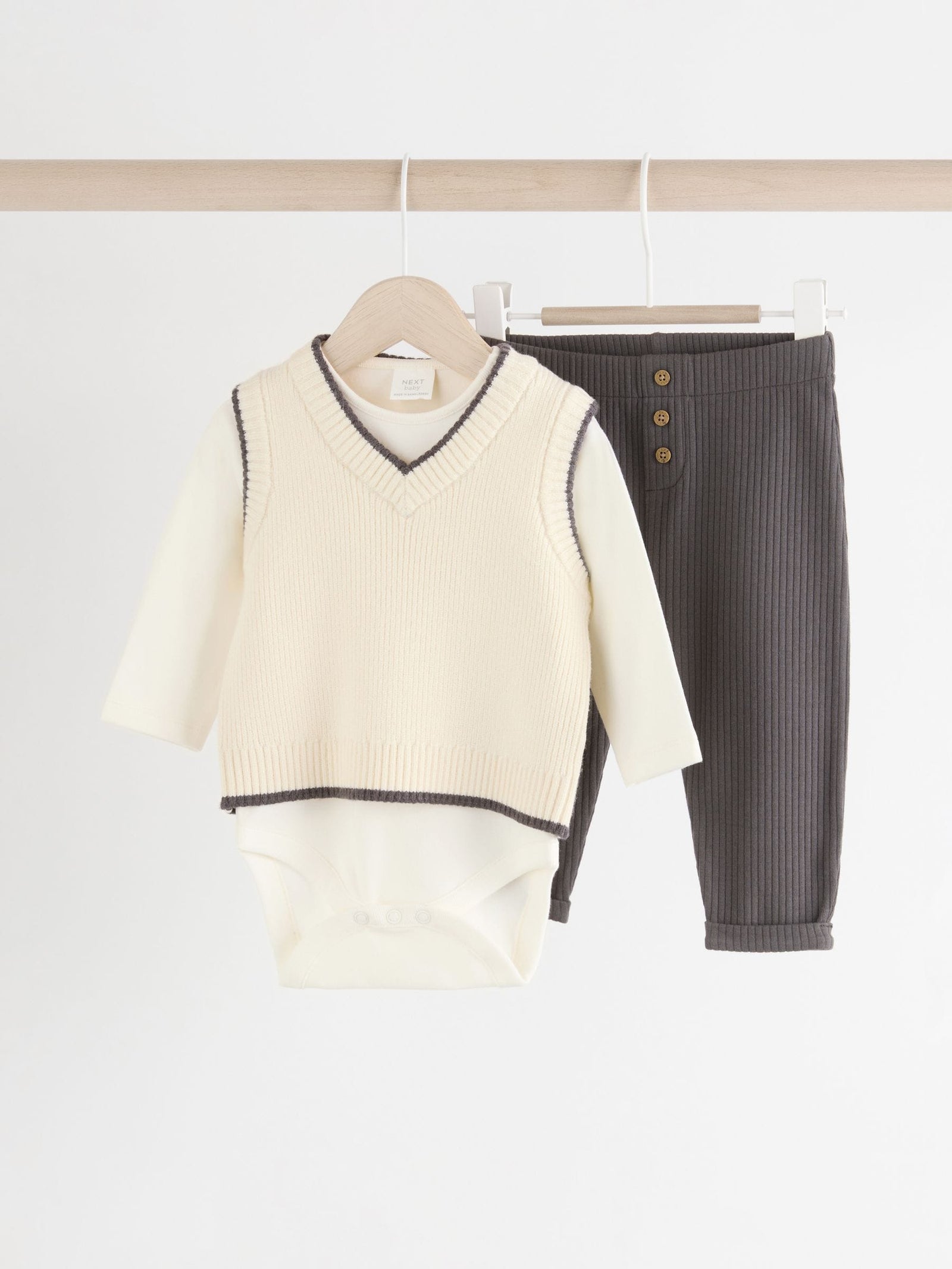 Black/White Baby Knitted Vest, Top and Leggings Set (0mths-2yrs)
