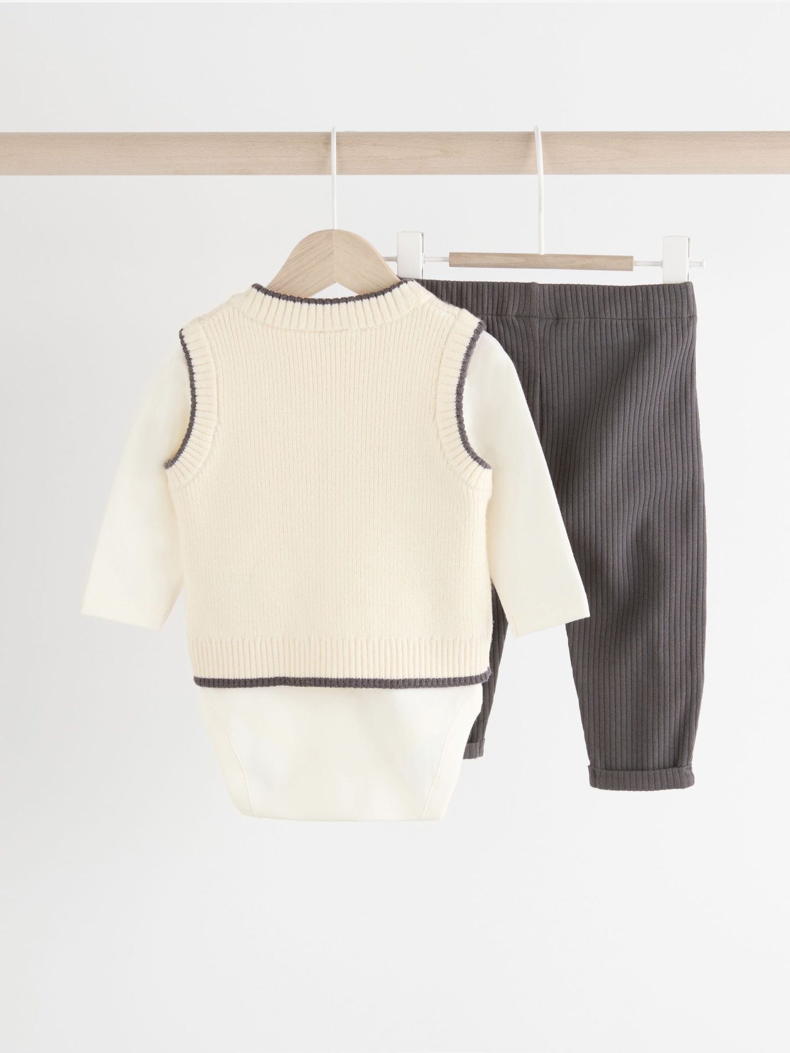 Black/White Baby Knitted Vest, Top and Leggings Set (0mths-2yrs)