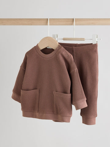 Chocolate Brown 100% Cotton Top and Joggers Baby 2 Piece Set (0mths-2yrs)