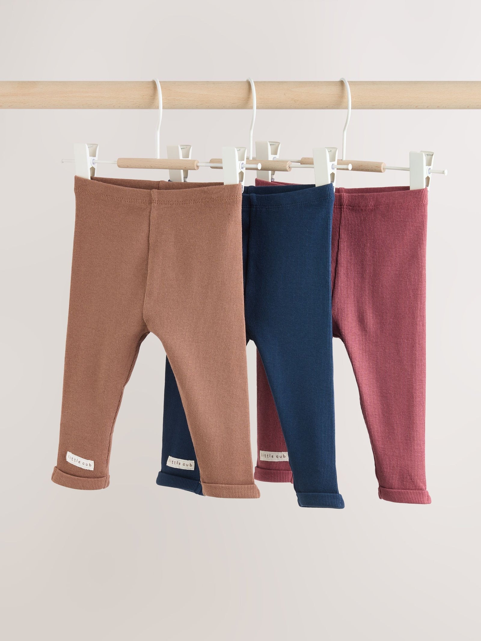 Navy Blue/Brown Baby Jersey Leggings 3 Pack (0-18mths)